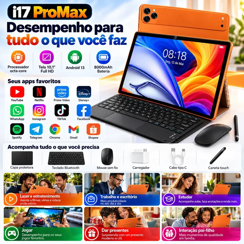 Descrição 1 — Tablet i17 ProMax + BRINDE
